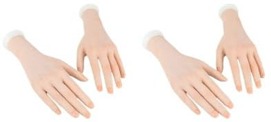 Juego de 2 maniquíes de práctica de mano para uñas acrílicas suaves para accesorios de fotos
