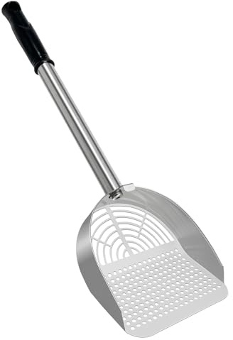 Cat Litter Scoop Deep Shovel,Detachable Long Handle Litter Scooper,Round | Metal Cat Litter Scoop, Stainless Steel Cat Litter Scoop, Kitten Pooper Lifter, Kitty Metal Scooper with Holder
