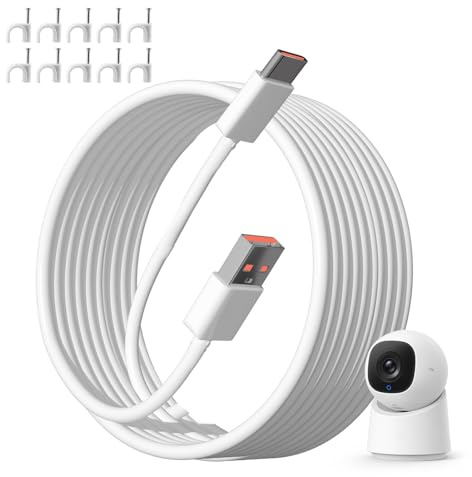 USB C Cable 5M, Extra Long USB A to USB C Power Extension Cable 16.4FT | Type C Charging Cables Compatible with Camera eufy Ring Pan-Tilt CCTV WiFi Security Camera Continuously Charging Cord(White)