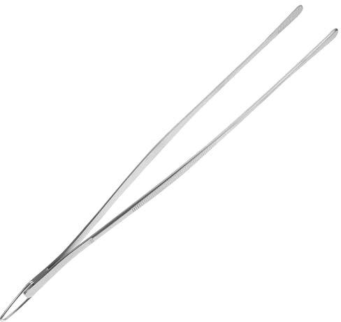 BESPORTBLE 12-Inch Stainless Steel Kitchen Tweezers Hook, Reusable Cooking Food Picking Tongs for Chef and Food Preparation