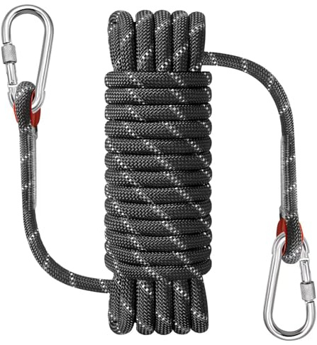 NorthPada Kletterseil Haken aus Nylon für den Außenbereich, 12 mm x 10 m, Reflektierend Schwarz, Schwimmend, für Klettern, Baumpflege, Schaukeln, Bootfahren, Angeln, Rafting, Wandern und Baumpflege
