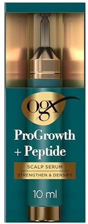 OGX ProGrowth + Peptide Kopfhaut-Serum, stärkt und verdichtet Haarwurzeln, spendet Feuchtigkeit für gesunde Kopfhaut, unterstützt natürliches Haarwachstum, reduziert Haarausfall durch Haarbruch, 10 ml