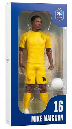 Megableu - Statuetta FFF Maignan #16 – 20 cm – Grande figura calcio articolata 10 punti – Licenza ufficiale della squadra francese – Giocattolo calcio custode con palloncino – Regalo Fan Blus
