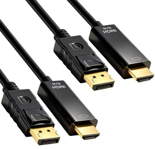 XRYIMYI 2PCS 4K Câble DP vers HDMI 1,8 m, Adaptateur Câble DP vers HDMI 4K, Câble Unidirectionnel DP vers HDMI Compatible avec Moniteur TV Projecteur Ordinateur Portable