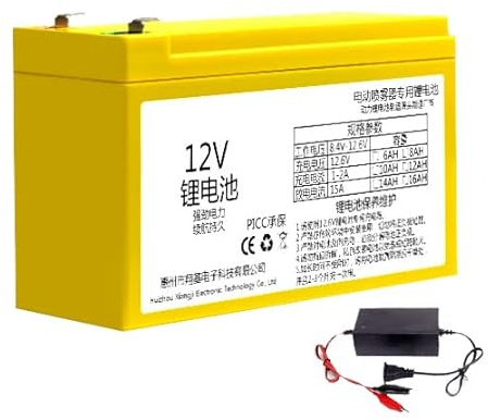 HJGHY ,12v,24Ah, Batteria di Ricambio per irroratore Elettrico da 12V 8Ah 10Ah 12Ah 14Ah 18Ah 20Ah. Pacco batterie al Litio da 12 Volt per spandiconcime Elettrico con Caricabatterie.