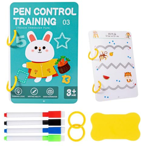 Générique Cahier De Contrôle Des Crayons – Papier, 8,2 Pouces, Cahiers D'exercices Effaçables Pour La Maternelle, Effaçables | Livre D'apprentissage Réutilisable Et Préscolaire Pour Les De 2 À 6 Ans