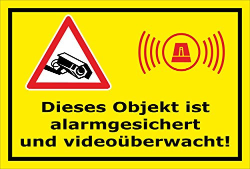 Melis-Folienwerkstatt Schild - Objekt Video-überwacht - 45x30cm | Bohrlöcher | 3mm Aluverbund – S00348-017-C 20 VAR