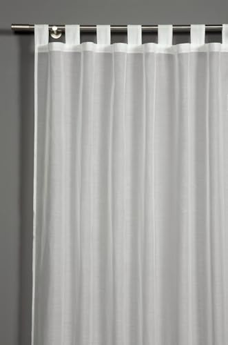 Sehlbach Tenda pronta per l'uso con occhielli, In voile uni, Crema, 140 x 235 cm, Traslucida, Opaca, Montaggio facile, Certificato Oeko-Tex, Nastro accorciante incluso