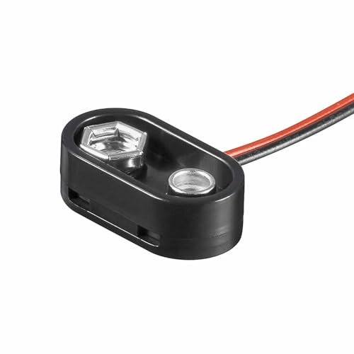 CABLEPELADO Portapilas para 1 Pila | Clip de batería Forma de T | Incluye Cable de 200mm | Apto para 1 Pila 6LR61 9V