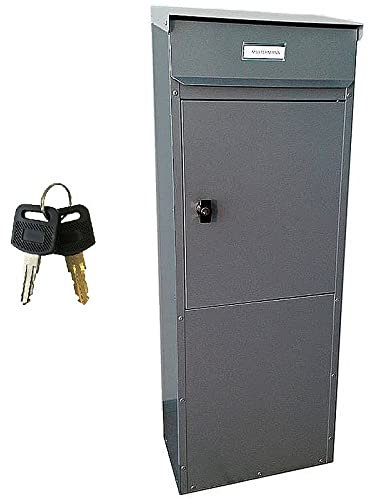 Standbriefkasten Safepost 855 Tiamat anthrazit-grau (RAL 7016) großer Briefkasten mit Edelstahldach