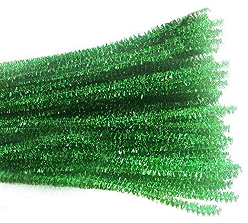 Carykon Pfeifenreiniger, glitzernd, 30,5 cm, 100 Stück, grün