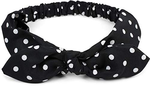 styleBREAKER Damen Haarband Polka Dots Punkte Schleife, Schwarz