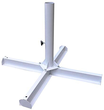 VIS Metallkreuz - Schirmständer sehr platzsparend, äußerst stabil - mit Rohr Ø65,5 mm, für Schirme mit Schirmast 60,00 mm - Verwendung mit 4xBetonplatten 400x400x50 mm, min. je 18 kg (nicht enthalten)