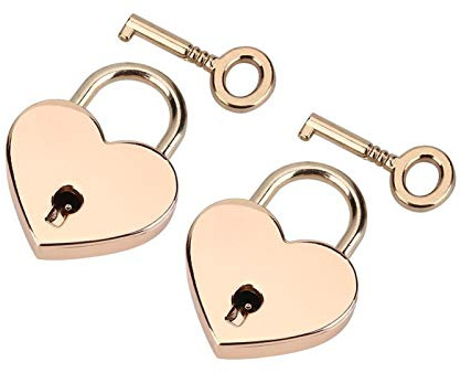 Candado en forma de corazón con llave, 2 juegos de candado pequeño de metal en forma de corazón, mini candado para equipaje, diario, libro, joyero