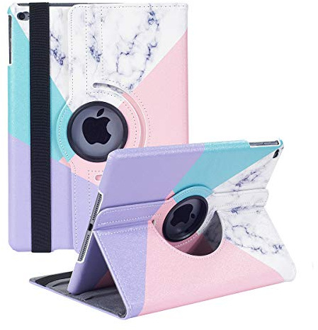 Hülle für iPad 9.7 5./6. Generation (2017/2018), iPad Air 2, iPad Air - 360 Grad verstellbare Schutzhülle mit Auto Schlaf/Aufwach (Marble)