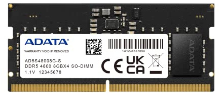 XPG ADATA RAM AD5S48008G-S SO DI mm 8GB 4800Mhz DDR5, Nero