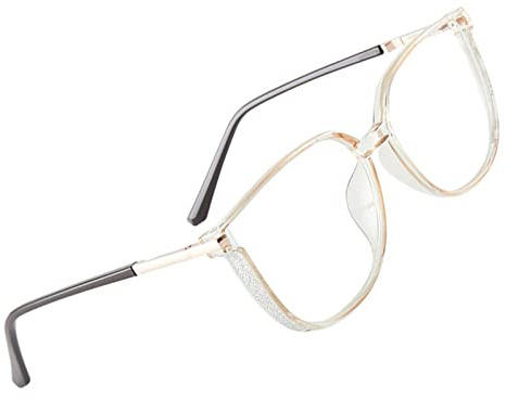 Voolga Blaulichtfilter Brille mit Frühlings Scharnieren, Angesagte Brille Ohne Stärke Damen und Herren, Fake Brille für Anti Blaulicht von Computer (Tea)