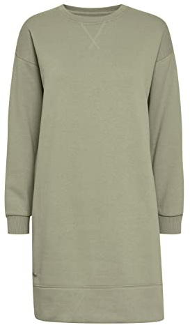 OXMO OXHolly Damen Freizeitkleid Kleid Langarm Midi-Länge O-Neck, Größe:L, Farbe:Seagrass (166008)