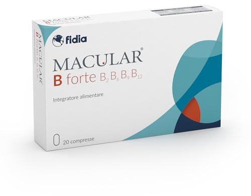 Fidia Farmaceutici MACULAR B Forte - 20 Compresse Integratore Alimentare con Vitamina B2, B6, B9, B12, Vitamina E, Zinco, Rame, Selenio, Luteina, Zeaxantina, Acido Folico e Ginkgo Biloba