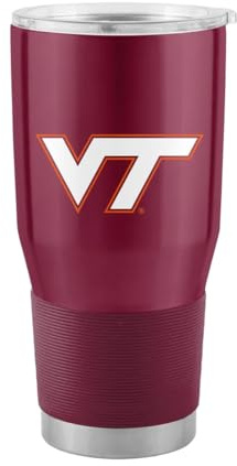 Logo Brands NCAA VA Tech Hokies - 30oz Gameday Stainless Steel Tumbler, Double-Wall Vacuum Insulated, Slider Lid, Ergonomic Design, Silicone Grip