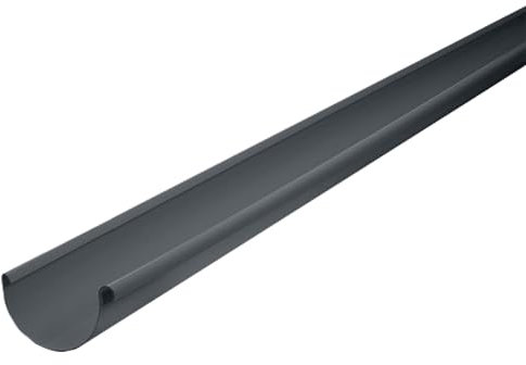 INEFA Dachrinne Kunststoff halbrund 200cm NW100 / 100mm, Anthrazit, Regenrinnen PVC, einfache Steckmontage, Made in Germany