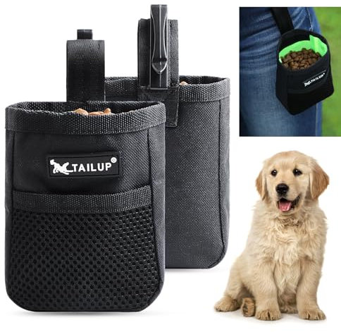 Realure Leckerlibeutel für Hunde Klein Futterbeutel Hundetraining Freihändig Leckerlitasche für Hunde mit Befestigungsclip Snackbeutel Hund für Hundetraining Reisen Spaziergang