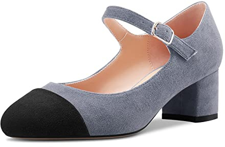 Castamere Femmes Bloc Chunky Mi Talon Heel Rond Bout Mary Jane Escarpins Mariage Bureau Décontracté 5 CM Heels