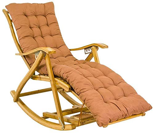 Sonnenliege Gartenstühle Tragbarer Rückenlehnen-Sessel, Multi-Gang-Einstellung Faltbarer Old Man Nap Chair mit einziehbarer Fußstütze und Massagebällen Bambus-Sonnenliege (Farbe, ohne Polste
