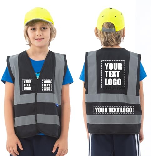 AYKRM 11 Couleurs gilet jaune enfant personnalisable LOGO Gilet de sécurité pour enfants réfléchissant haute visibilité personnalisé
