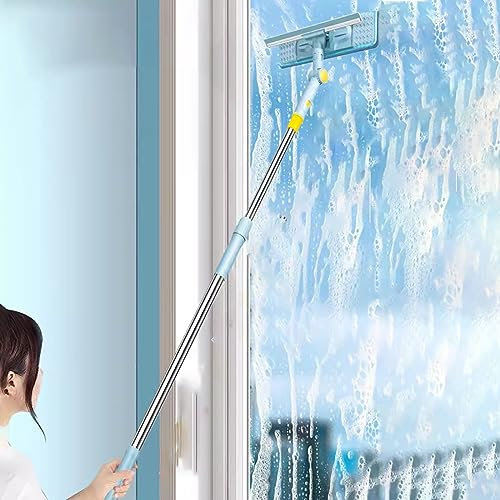 Limpiacristales Limpiador de Ventanas Escobilla limpia cristales, escobilla telescópica de acero inoxidable con cuchilla de goma, multiusos para limpiar parabrisas de coches, ventanas exteriores y del
