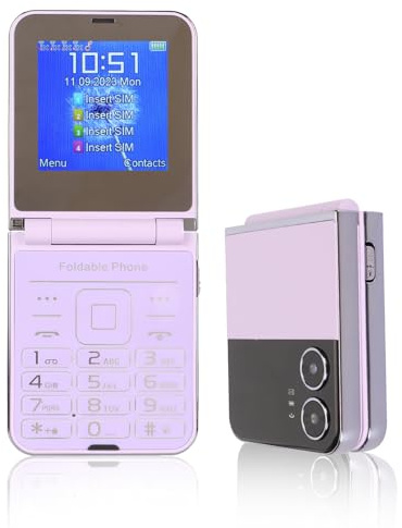 ASHATA 2G Klapphandy mit Großen Tasten für Senioren, Einfach zu Bedienendes Klapphandy für Senioren, 2 Bildschirme mit 1,3 MP, 4 SIM Kartensteckplätze, Lauter Sound Basic, Integrierte