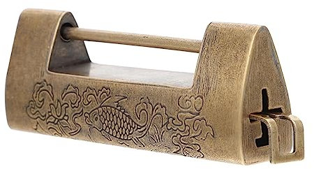 HEMOTON Antikes Chinesisches Schloss in Holzbox Vorhängeschloss Mit Gravur Robust Und Stabil Charmantes Retro-design Für Zuhause