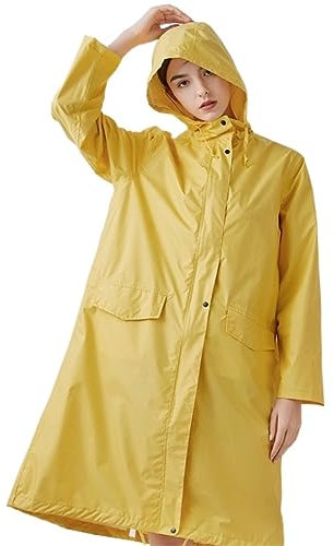 Vêtements de Pluie Poncho Pluie Imperméable Veste Imperméable Épaisse À Capuche, Poncho Pour Dames, Cape Imperméable, Coupe-vent Pour Adultes Combinaison de Pluie Manteau de Pluie ( Color : Yellow , S