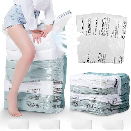 LATRAT Sacs de rangement sous vide pour couettes Lot de 4, Housse de rangement sous vide 75% Gain de Place sac de rangement sous vide Pour Vêtements, Couettes, Oreillers（ 80 * 100 * 38cm ）