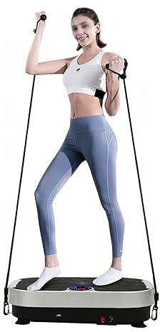 Piastra vibrante con Bluetooth in elegante design curved sottile, 99 livelli di intensità, attrezzature per il fitness, per la casa, per la pancia, per lo yoga, per l'allenamento del corpo