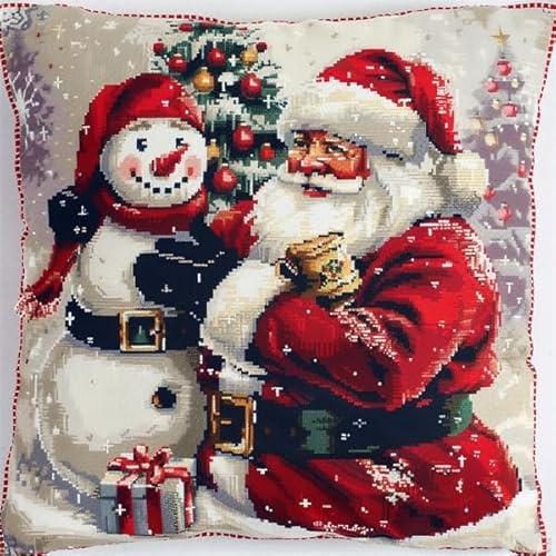 Kitquiver Knüpfkissen Set Weihnachten Knüpfen für Anfänger 43X43cm DIY Knüpfen Kissen Bastelset Handwerksset Kissen für die Sofa-Heimdekoration
