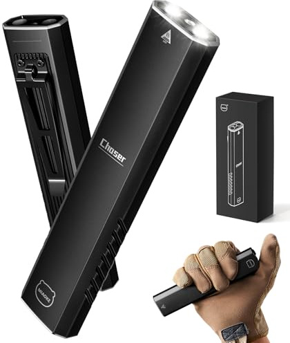 MIAOKE Ultra Thin EDC Flashlight, 3000 Lumens UV and White LED Combo | Rechargeable Small Flashlight, Dual Light Sources Pocket Clip Light for Home Outdoor Emergency Cycling