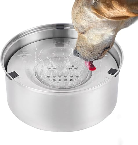 Bhina 1 liter hundvattenskål, droppfri hundskål, droppande hundskål, vattenspraysäker vattendispenser, flytande skål, ingen smuts för hundar och katter