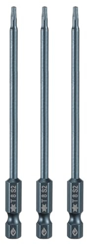 QUARKZMAN 3pz Punte Cacciavite Torx T8 1/4 Esagonale 4 Lunghezza Acciaio S2 Magnetica 6 Punti Punte Cacciavite Industriale di Sicurezza Star con Foro Testa Torx