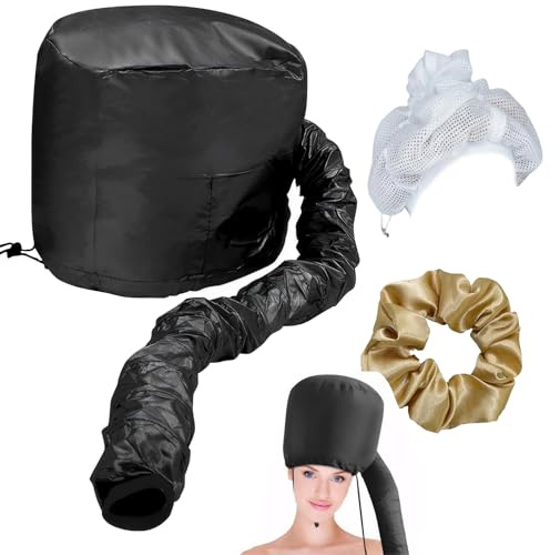 Diffuser Cap FüR Locken FöHnhaube Locken Satin Diffuser Cap FüR Locken FöNhaube Trockenhaube FüR Locken FöNhaube FüR Locken Einfach Zu Bedienen Zum Trocknen Der Haare Mit 1 Plop-MüTze、1 Haargummi
