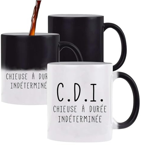 Otshirt Tasse Magique Chieuse Indeterminée | Mug qui change couleur avec la chaleur | Idée Cadeau Petite Amie Copine Femme Parfaite Drôle Humour Original Anniversaire Amour Unique