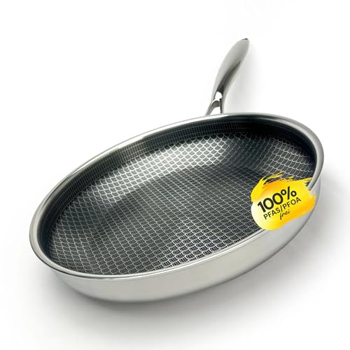 Miso Bratpfanne 26cm, Keramik Antihaft Pfanne, Induktion & PFAS-Frei hybrid pfanne, Kratzfeste Beschichtung mit echten Diamanten, Backofenfest bis 300°C, Spülmaschinenfest