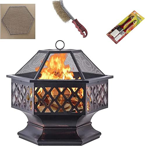 ZJFHEYUO Barbecue a Legna per Feste all'aperto, braciere, griglia, Ciotola, braciere BQ con griglia