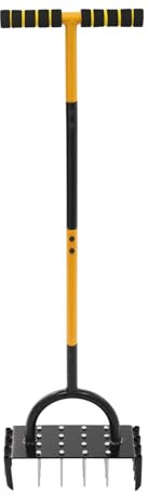 ARBGO Dispositivo di ventilazione manuale per prato 2 in 1 con 16 punte in acciaio e 8 spine traspiranti per prati, per cortili, prati, ventilazione prati, attrezzi da giardino