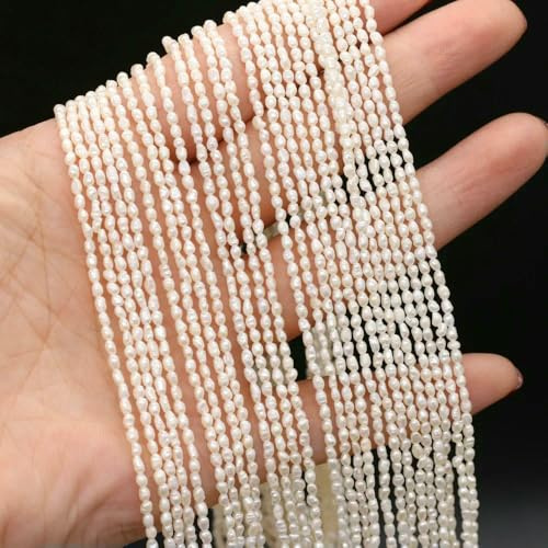 Perle di perle d'acqua naturali a forma di riso, perline isolate sciolte per la creazione di gioielli fai da te, accessori per collane e bracciali, dimensioni 1,8-2 mm, BIANCO, 6-7 mm