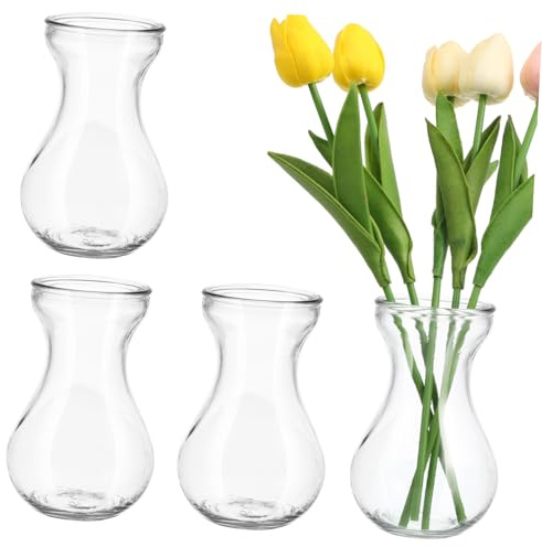 HAMPPLIES 4pcs Hyacinth Glass Containers with Stable Structure and Chic Shape, Small Glass Holders for Flowers and Bouquets, for Personal Use and Room Decoration