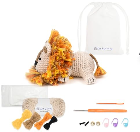The loop story Häkelset Tiere Löwe Crochet kit mit Video-Kurs (Schritt für Schritt auf English) – Häkelset für Anfänger & Fortgeschrittene erwachsene – mit Garn, Häkelnadel & Zubehör