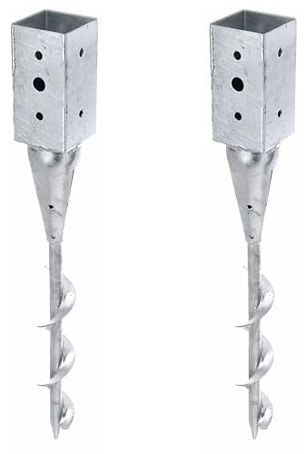 Alberts Lot de 2 douilles de sol à visser - Pour poteaux en bois carré - Galvanisé à chaud - 71 x 71 mm - Longueur totale : 595 mm