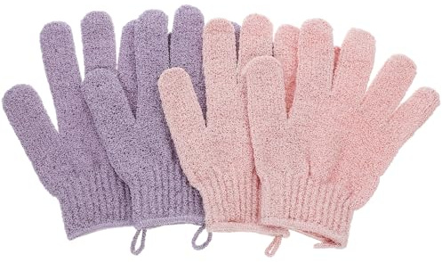 Peelinghandschuhe für Dusche, 2 Paar, Polyester, 5-finger