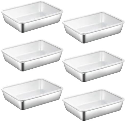 YIMINI 6 Botes Herméticos de Acero Inoxidable con Tapa, Set de Tuppers para Meal Prep, Recipientes Apilables para Alimentos, Apto para Horno, Microondas y Congelador (25 * 20 * 5 cm)